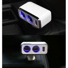 SHUNWEI SD-1909 80W 0.8A Car 2 in 1 USB Charger 90 Degree Free Rotation Cigarette Lighter, SD-1909, SD-1909 (Black)