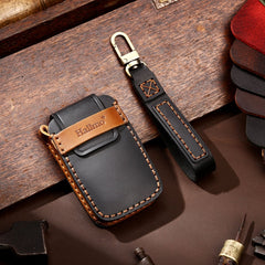 Hallmo Car Cowhide Leather Key Protective Cover Key Case for Land Rover Discovery 5 A Style, For Land Rover Discovery 5 A Style