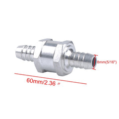 Car 8mm Aluminium Alloy Fuel Petrol One Way Non Return Check Valve, 8mm Silver