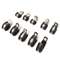 10 PCS Car Rubber Cushion Pipe Clamps Stainless Steel Clamps, Size: 11/8 inch (35mm), Size: 11/8 inch (35mm)