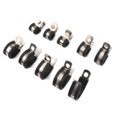 10 PCS Car Rubber Cushion Pipe Clamps Stainless Steel Clamps, Size: 2 inch (50mm), Size: 2 inch (50mm)