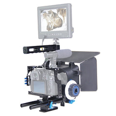 YELANGU YLG1105A Handle Video Camera Cage Stabilizer Kit with Matte Box & Follow Focus for Panasonic Lumix DMC-GH4 & G7 / Sony A7 & A7S & A7R & A7RII & A7SII, YLG1105A