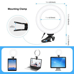 PULUZ 6.2 inch 16cm Ring Selfie Light 3 Modes USB Dimmable Dual Color Temperature LED Curved Vlogging Photography Video Lights with Monitor Clip Holder, 6.2 inch 16cm