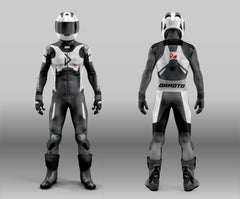 Damotogear Gp Plus V4 Sprint Motorcycle Motorbike Leather Suit Black/White