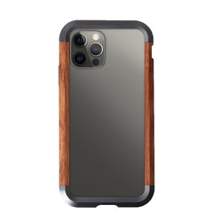 R-JUST Metal + Wood Frame Protective Case, For iPhone 12 / 12 Pro
