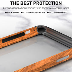 R-JUST Metal + Wood Frame Protective Case, For iPhone 12 / 12 Pro