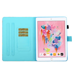Sewing Thread Horizontal Painted Flat Leather Case with Pen Cover & Anti Skid Strip & Card Slot & Holder & Sleep / Wake-up Function, For iPad Air 2, For iPad 9.7 (2018) / (2017)