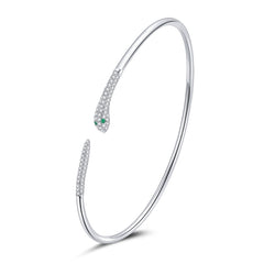 S925 Sterling Silver Snake Open Bracelet Women Jewelry, Snake