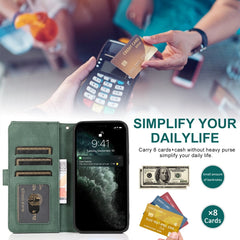 Skin-feel Crazy Horse Texture Zipper Wallet Bag Horizontal Flip Leather Case with Holder & Card Slots & Wallet & Lanyard, For iPhone 12 Pro Max