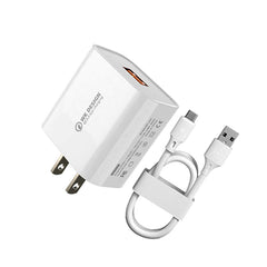 WK WP-U57 Max 18W Maxspeed QC3.0 Fast Charger + USB to Micro USB Data Cable, US Plug, EU Plug