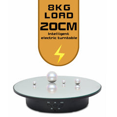 20cm USB Electric Rotating Turntable Display Stand Video Shooting Props Turntable for Photography, Load: 8kg, 20cm(Black Mirror), 20cm (White Mirror)