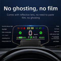 T1 5.1 inch Car HUD Head-up Display Overspeed Alarm / Remaining Battery Percentage Display for Tesla Model 3 / Y, T1 HUD