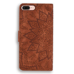 Calf Pattern Diamond Mandala Double Folding Design Embossed Leather Case with Wallet & Holder & Card Slots, For iPhone 7 Plus / 8 Plus