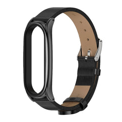 For Xiaomi Mi Band 6 / 5 Mijobs Metal Case Crazy Horse Texture PU Microfiber Plus Watch Band