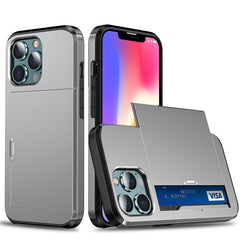 Shockproof Armor Protective Case with Slide Card Slot, For iPhone 13 mini, For iPhone 13