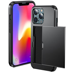 Shockproof Armor Protective Case with Slide Card Slot, For iPhone 13 Pro, For iPhone 13 Pro Max