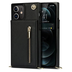 Cross-body Zipper Square TPU+PU Back Cover Case with Holder & Card Slots & Wallet & Strap, For iPhone 12 mini, For iPhone 12 / 12 Pro, For iPhone 12 Pro Max, For iPhone SE 2022 / SE 2020 / 8 / 7