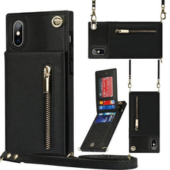 Cross-body Zipper Square TPU+PU Back Cover Case with Holder & Card Slots & Wallet & Strap, For iPhone XS / X, For iPhone XR, For iPhone XS Max