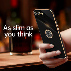 XINLI Straight Edge 6D Electroplate TPU Phone Case with Ring Holder, For iPhone SE 2022 / SE 2020 / 8 / 7, For iPhone 11, For iPhone 11 Pro
