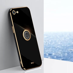 XINLI Straight Edge 6D Electroplate TPU Phone Case with Ring Holder, For iPhone SE 2022 / SE 2020 / 8 / 7, For iPhone 11, For iPhone 11 Pro