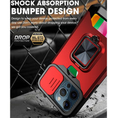 Sliding Camera Cover Design PC + TPU Shockproof Case with Ring Holder & Card Slot, For iPhone 13 Pro Max, For iPhone 11, For iPhone XS Max