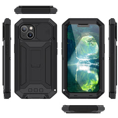 R-JUST Sliding Camera Shockproof Waterproof Dust-proof Metal + Silicone Protective Case with Holder, For iPhone 13 mini, For iPhone 13, For iPhone 13 Pro, For iPhone 13 Pro Max