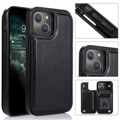 Double Buckle Shockproof PU Protective Case with Card Slots & Holder, For iPhone 13 Pro Max