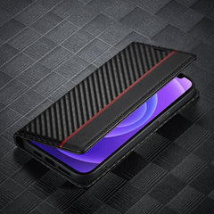 LC.IMEEKE Carbon Fiber PU + TPU Horizontal Flip Leather Case with Holder & Card Slot & Wallet, For iPhone 13 mini, For iPhone 13, For iPhone 13 Pro, For iPhone 13 Pro Max