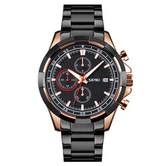 SKMEI 9192 Men Calendar Timing Stainless Steel Belt Luminous Quartz Watch