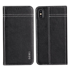 GEBEI Top-grain Leather Horizontal Flip Protective Case with Holder & Card Slots, For iPhone XS Max