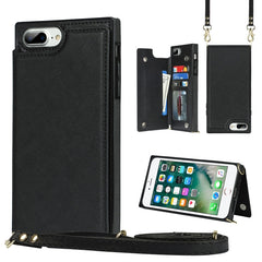 Cross-body Square Double Buckle Flip Card Bag TPU+PU Case with Card Slots & Wallet & Photo & Strap, For iPhone 8 Plus / 7 Plus, For iPhone SE 2022 / SE 2020 / 8 / 7, For iPhone 11, For iPhone 11 Pro