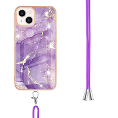 Electroplating Marble Pattern IMD TPU Shockproof Case with Neck Lanyard, For iPhone 13 mini, For iPhone 13, For iPhone 13 Pro, For iPhone 13 Pro Max