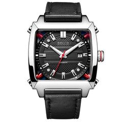 BAOGELA 6763G Square Dial Leather Strap Clock Calendar Mechanical Watch For Men