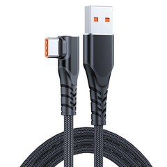 6A 66W USB to USB-C / Type-C Elbow Mobile Phone Game Fast Data Cable, 0.5m, 1m, 2m, 3m