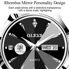 OLEVS 8697 Couple Fashion Waterproof Luminous Quartz Watch, OLEVS 8697 (Black)