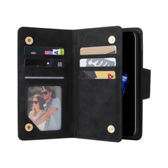 Rivet Buckle 9 Cards Three Fold Leather Phone Case, For iPhone 7/8/SE 2020, For iPhone 7 Plus/8 Plus, For iPhone 11, For iPhone 11 Pro