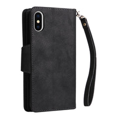 Rivet Buckle 9 Cards Three Fold Leather Phone Case, For iPhone X/XS, For iPhone XR, For iPhone XS Max, For iPhone 11 Pro Max