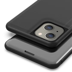 Plated Mirror Horizontal Flip Leather Phone Case with Holder, For iPhone 14, For iPhone 14 Plus, For iPhone 14 Pro