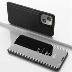 Plated Mirror Horizontal Flip Leather Phone Case with Holder, For iPhone 14, For iPhone 14 Plus, For iPhone 14 Pro
