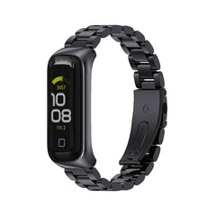 MIJOBS Three-bead Metal Stainless Steel Watch Band, For Samsung Galaxy Fit 2