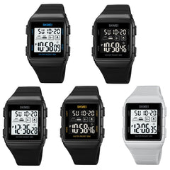 SKMEI 1960 Stainless Steel Buckle Silicone Strap Waterproof Electronic Watch, 1960 Black and Black Machine, 1960 Blue, 1960 Black Gold, 1960 Black and White Machine