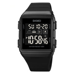 SKMEI 1960 Stainless Steel Buckle Silicone Strap Waterproof Electronic Watch, 1960 Black and Black Machine, 1960 Blue, 1960 Black Gold, 1960 Black and White Machine