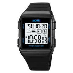 SKMEI 1960 Stainless Steel Buckle Silicone Strap Waterproof Electronic Watch, 1960 Black and Black Machine, 1960 Blue, 1960 Black Gold, 1960 Black and White Machine