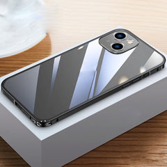 Metal Frame HD Transparent Phone Case, For iPhone 14 Plus, For iPhone 14 Pro Max, For iPhone 14, For iPhone 14 Pro