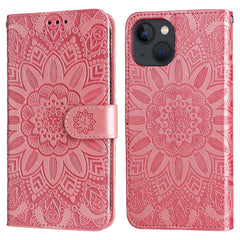 Embossed Sunflower Leather Phone Case, For iPhone 13 mini, For iPhone 13, For iPhone 13 Pro, For iPhone 13 Pro Max