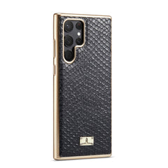 Fierre Shann Snake Texture Electroplating PU Phone Case, For Samsung Galaxy S22 5G, For Samsung Galaxy S22+ 5G, For Samsung Galaxy S22 Ultra 5G