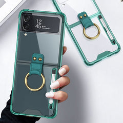 GKK Airbag Protective Phone Case with Ring & Pen, For Samsung Galaxy Z Flip4