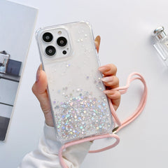 Lanyard Glitter Epoxy Clear Phone Case, For iPhone 13 Pro, For iPhone 13 Pro Max, For iPhone 12 mini