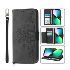 Skin-feel Flowers Embossed Wallet Leather Phone Case, For iPhone 12 Pro Max, For iPhone 12 / 12 Pro, For iPhone 12 mini, For iPhone 11 Pro Max