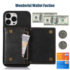 Three-fold RFID Leather Phone Case with Lanyard, For iPhone 13 Pro Max, For iPhone 14, For iPhone 14 Plus, For iPhone 14 Pro